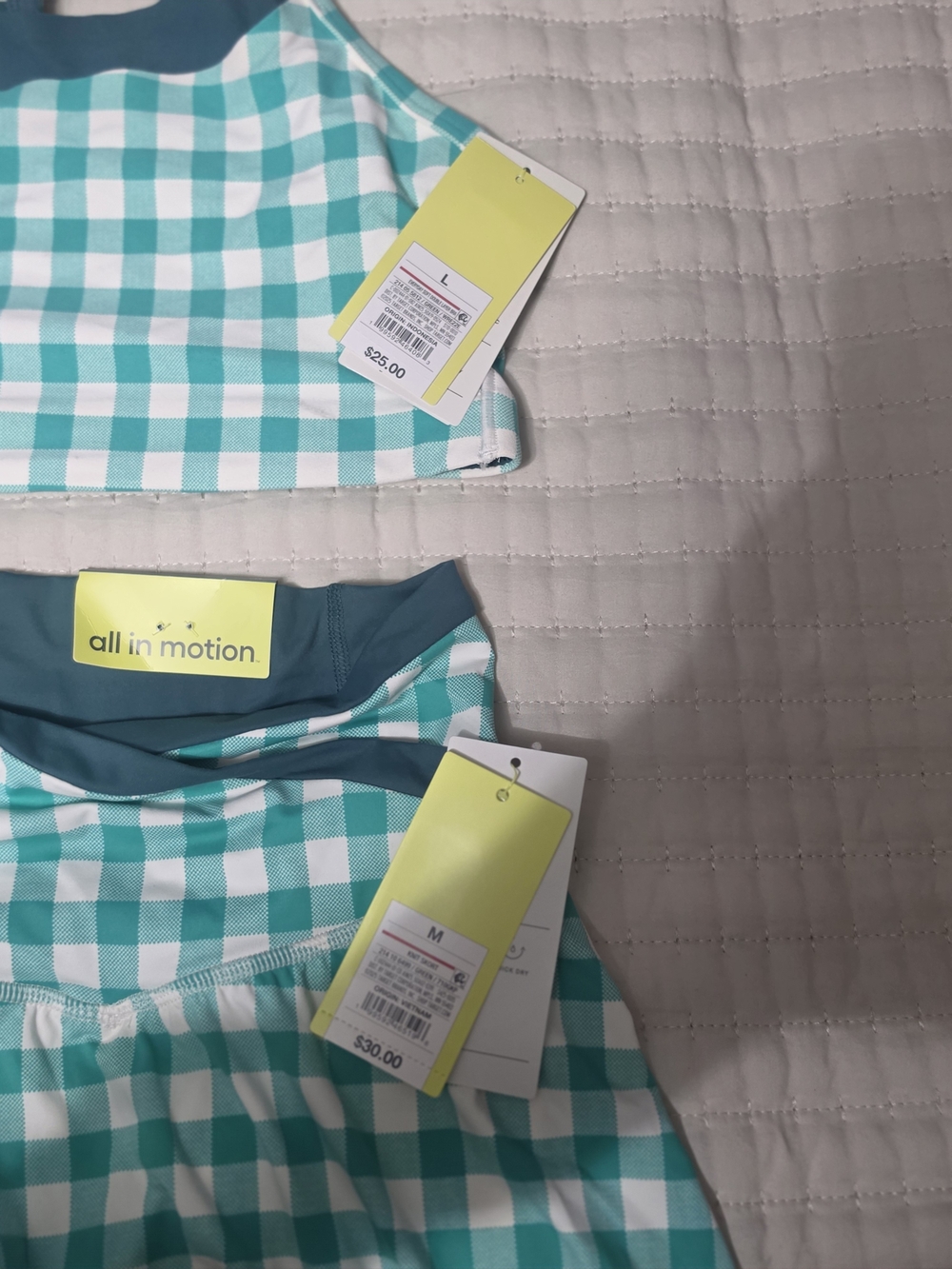 all in motion Teal and White Check Womens Two Piece Set - Picture 5 of 7
